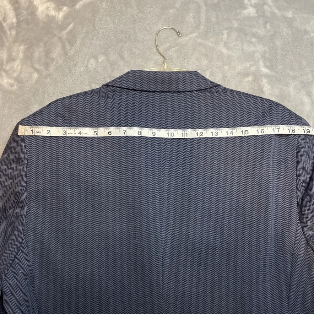 Tailorbyrd Mens Blazer Jacket L/42R Navy Herringbone Stripe 2 Button Double Vent